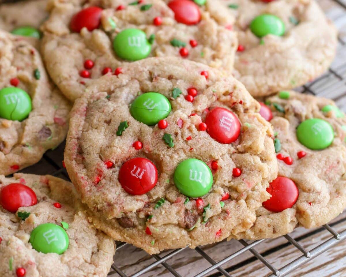 Christmas Cookies close up on cookie rack.