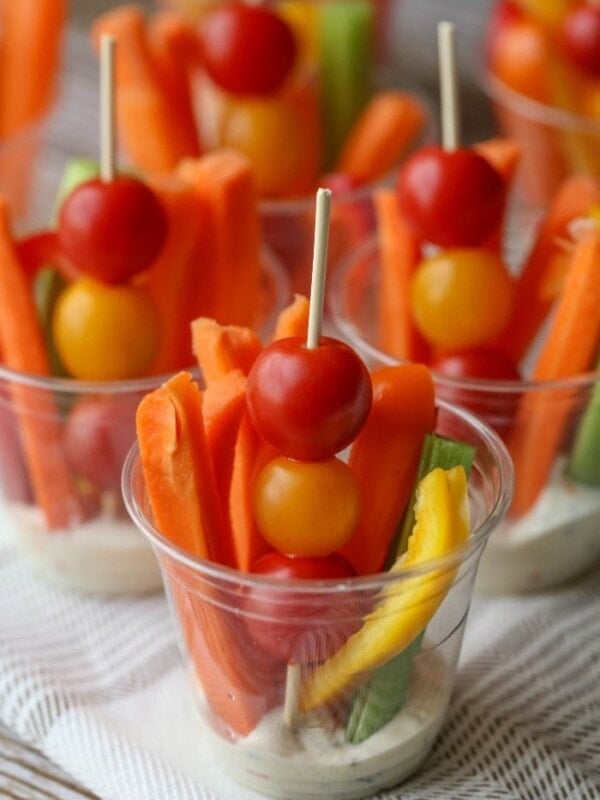 veggies in clear cups